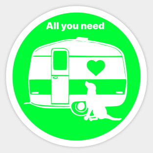 ALL YOU NEED HEART DOG CARAVAN LIME2 Sticker